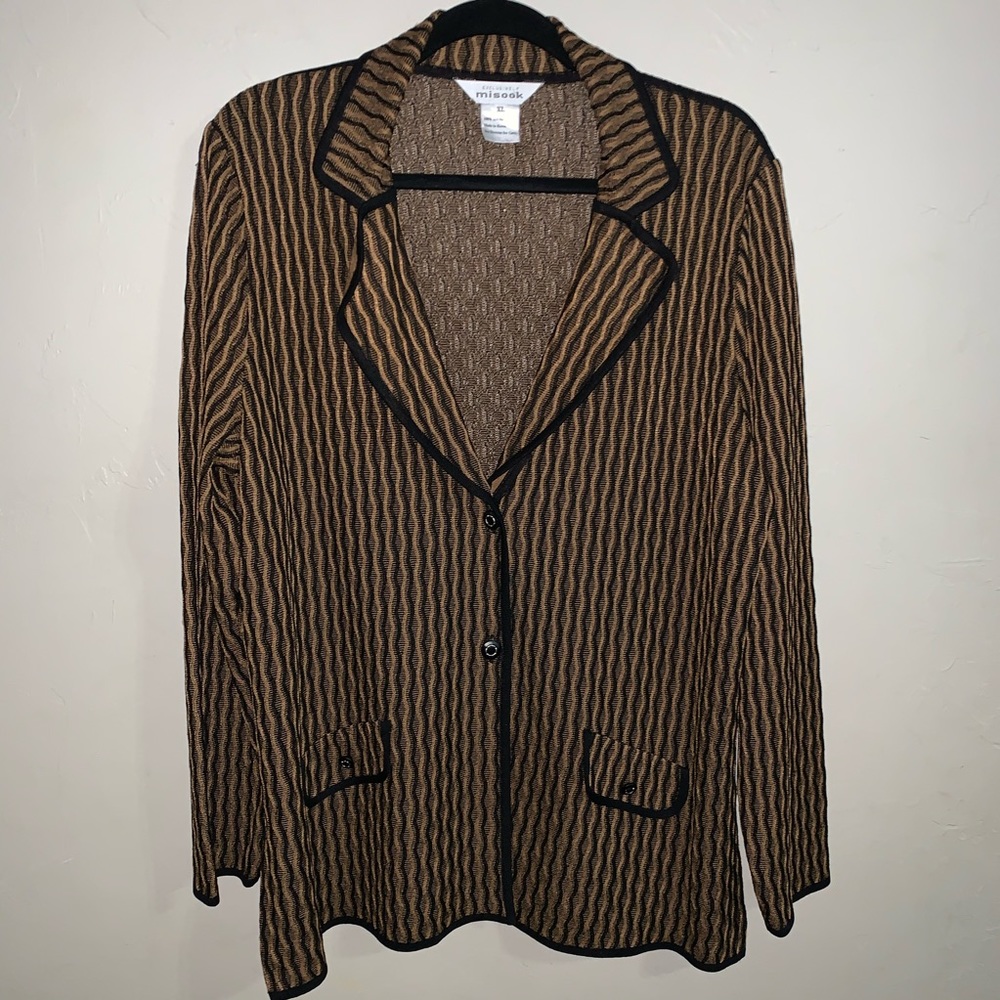 Exclusively Misook Black & Brown Cardigan